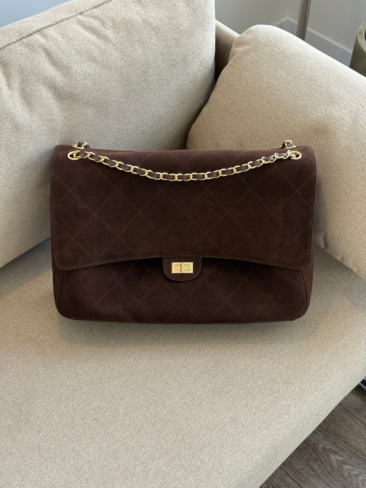 Minimal Flap Suede Bag