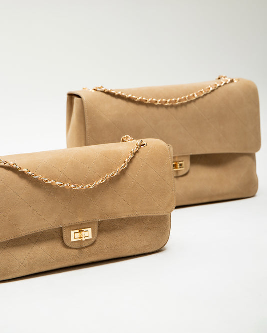 Minimal Flap Suede Bag