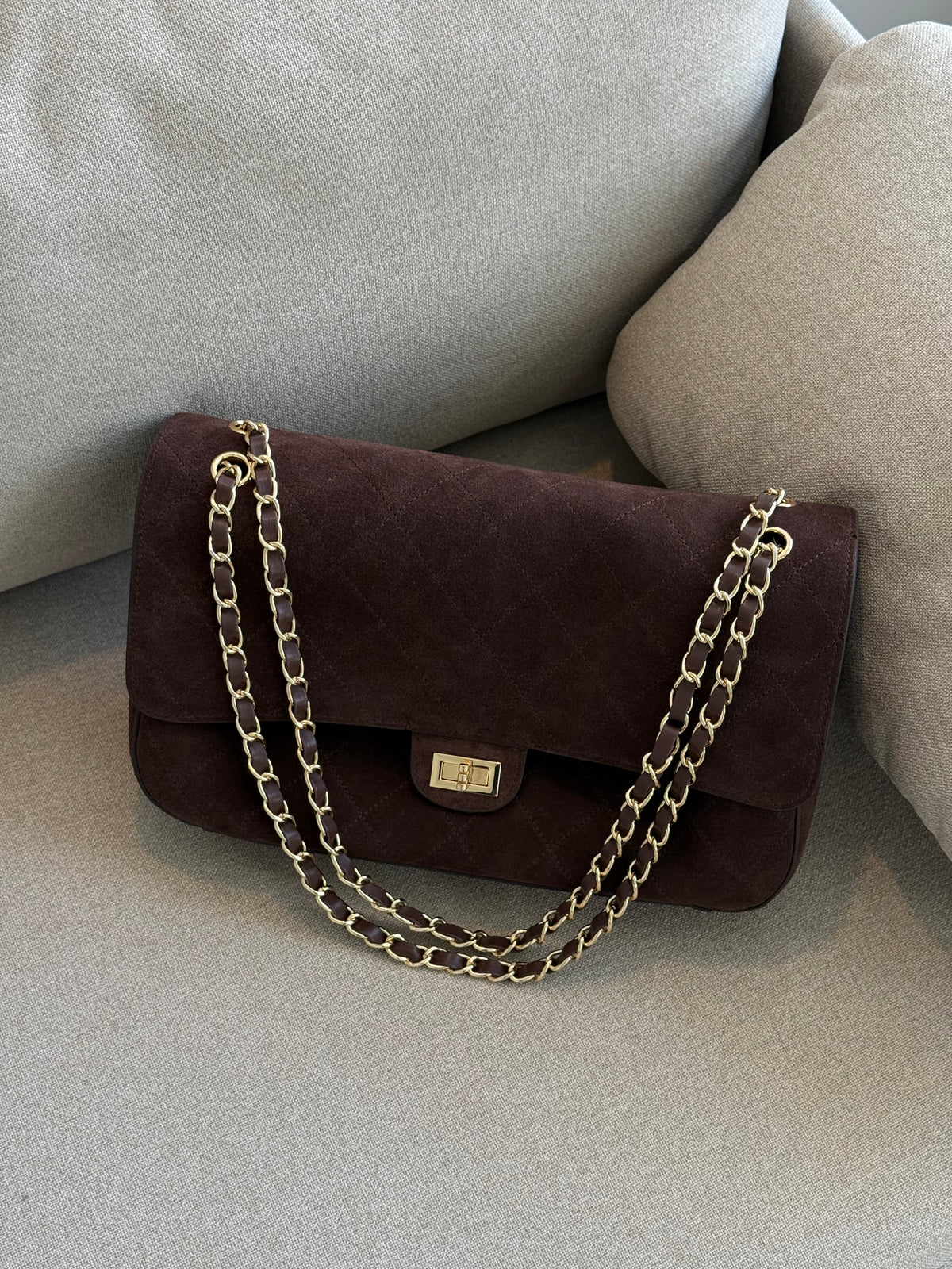 Minimal Flap Suede Bag