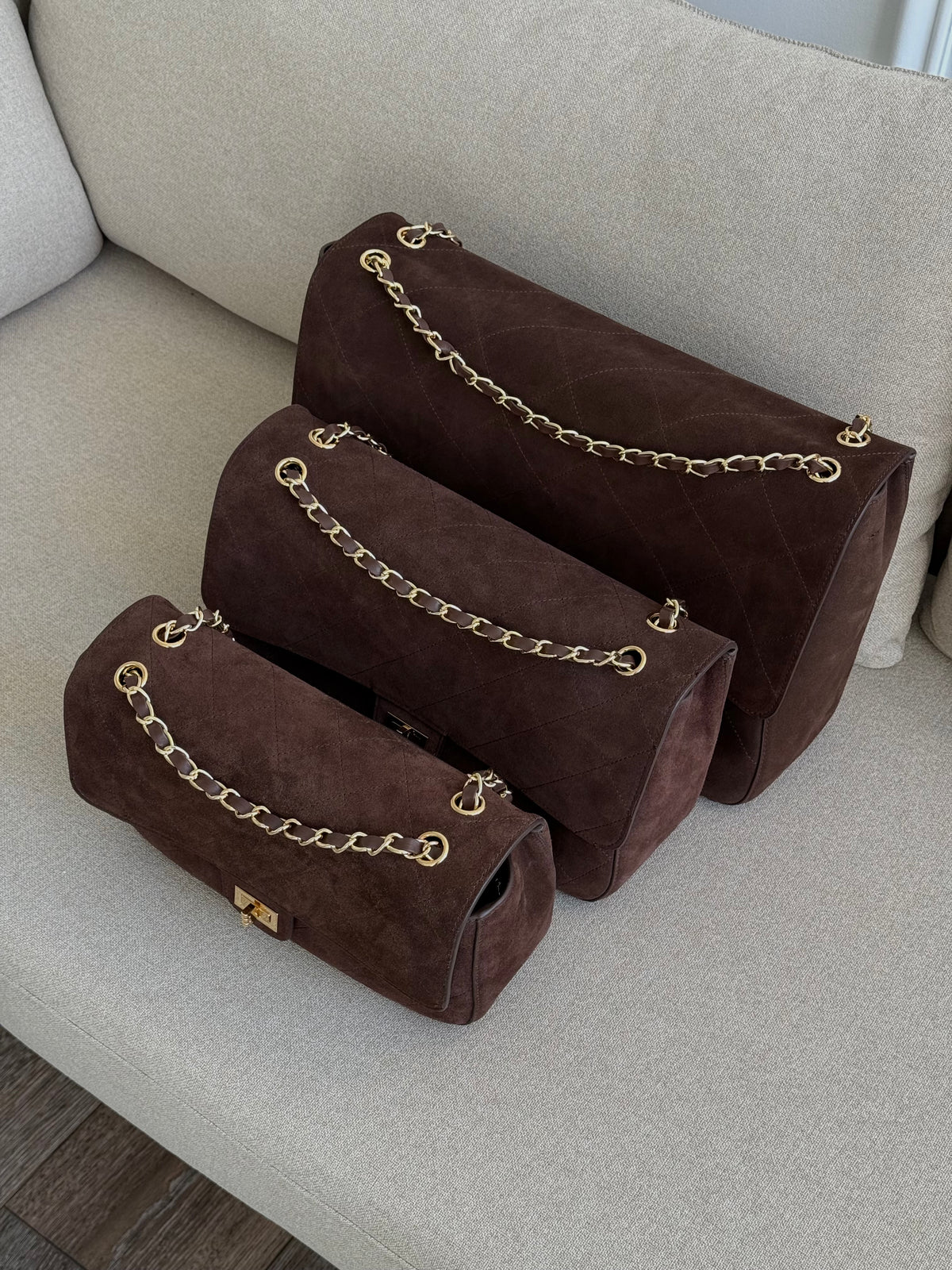 Minimal Flap Suede Bag